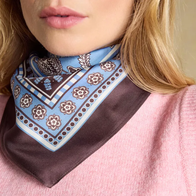 Joules Bloomfield Womens Scarf - Blue/Brown Floral-4