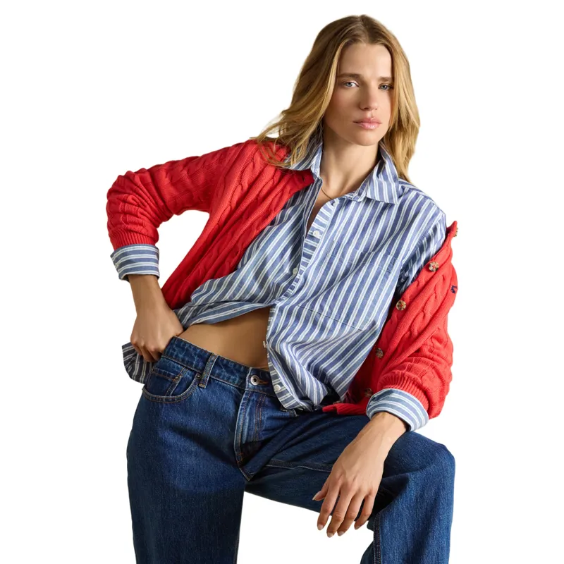 Joules Oxford Boyfriend Fit Shirt - Blue Stripe-6