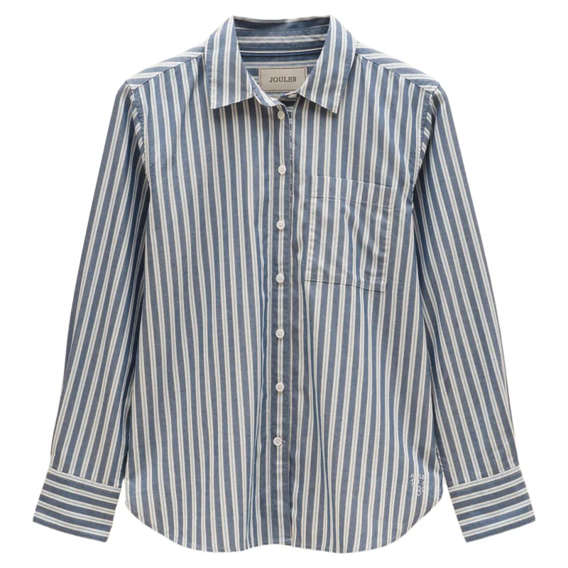 Joules Oxford Boyfriend Fit Shirt - Blue Stripe-2