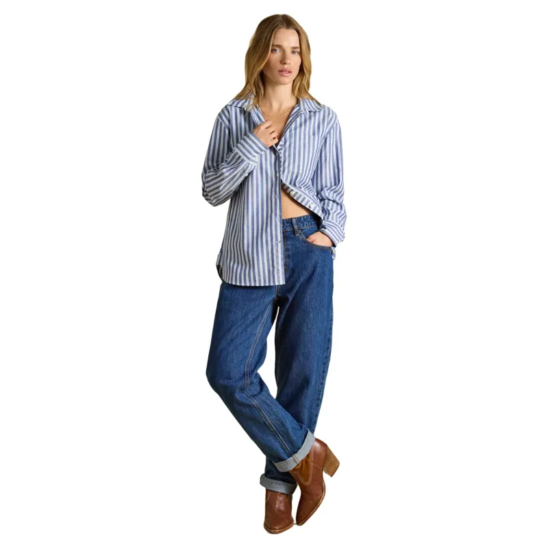 Joules Oxford Boyfriend Fit Shirt - Blue Stripe-7