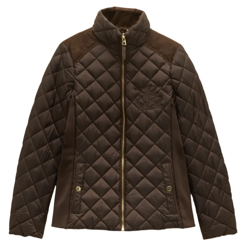 Joules Braemar Luxe Womens Diamond Quilted Coat - Chocolate Brown-1