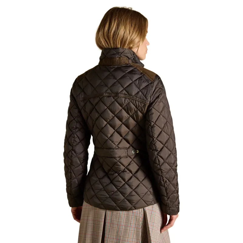 Joules Braemar Luxe Womens Diamond Quilted Coat - Chocolate Brown-2