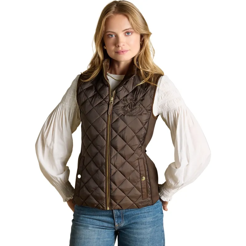 Joules Braemar Womens Luxe Quilted Gilet - Chocolate Brown-2