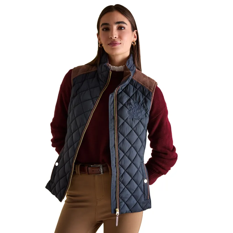 Joules Braemar Womens Luxe Quilted Gilet - Navy-2