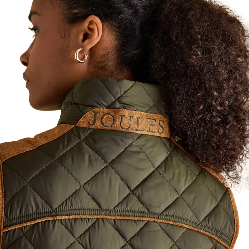 Joules Braemar Womens Luxe Quilted Gilet - Khaki-11