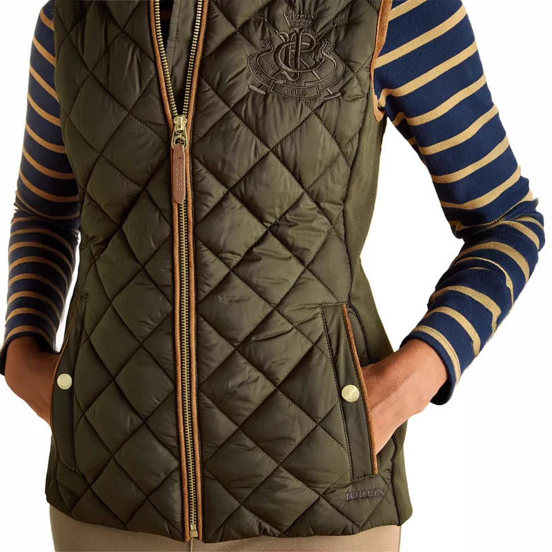 Joules Braemar Womens Luxe Quilted Gilet - Khaki-10