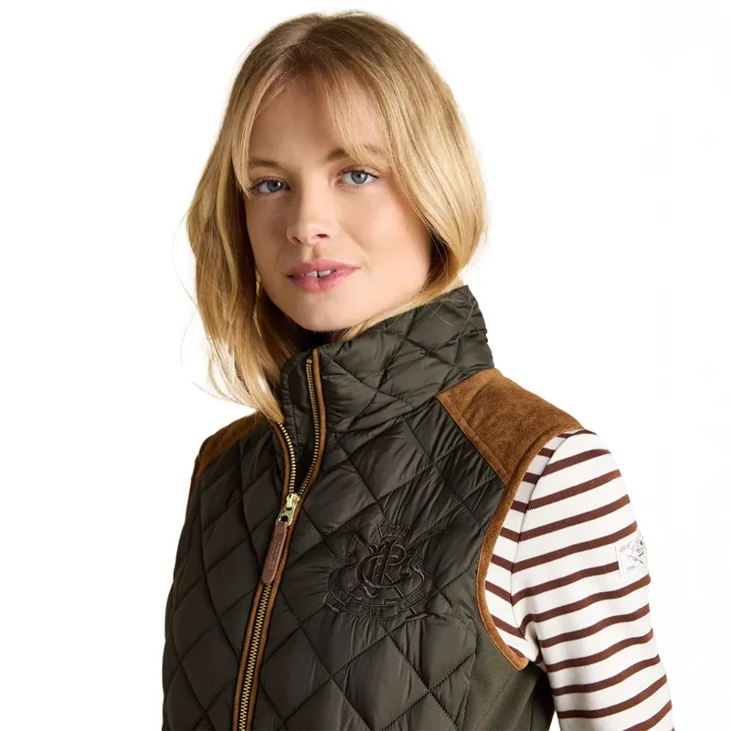 Joules Braemar Womens Luxe Quilted Gilet - Khaki-7
