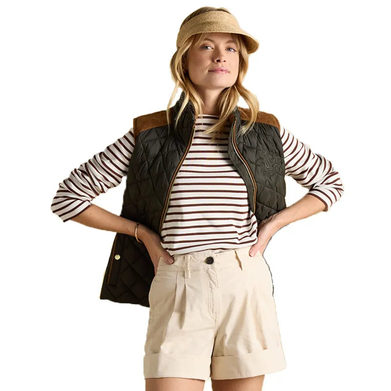 Joules Braemar Womens Luxe Quilted Gilet - Khaki-9