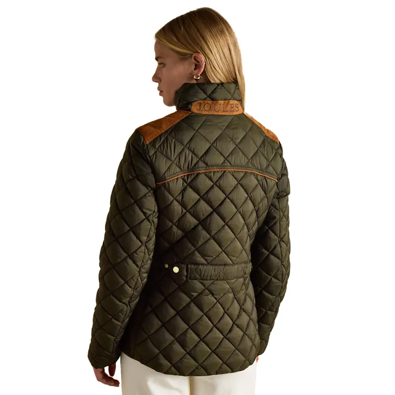 Joules Braemar Luxe Womens Diamond Quilted Coat - Khaki-1
