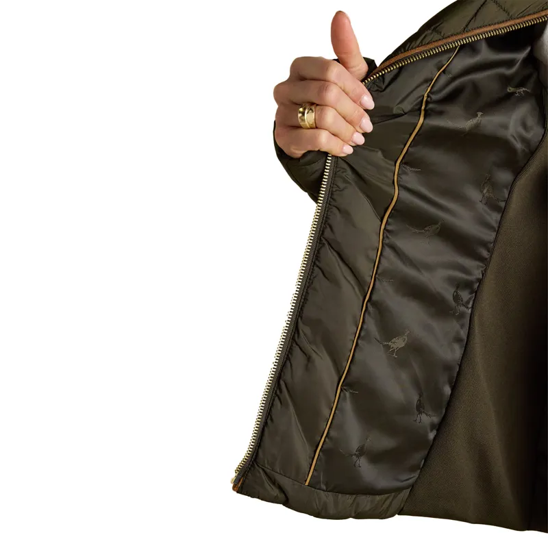 Joules Braemar Luxe Womens Diamond Quilted Coat - Khaki-5