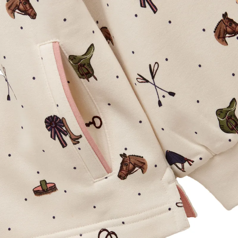 Joules Burnham Junior Girls Sweatshirt - Cream/Horses-3