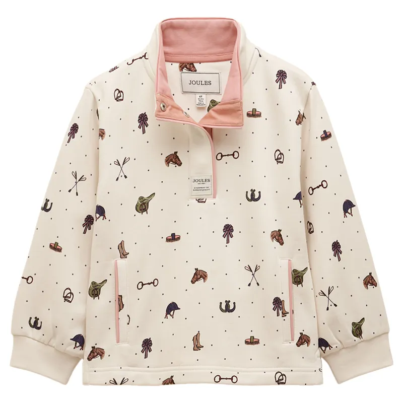 Joules Burnham Junior Girls Sweatshirt - Cream/Horses