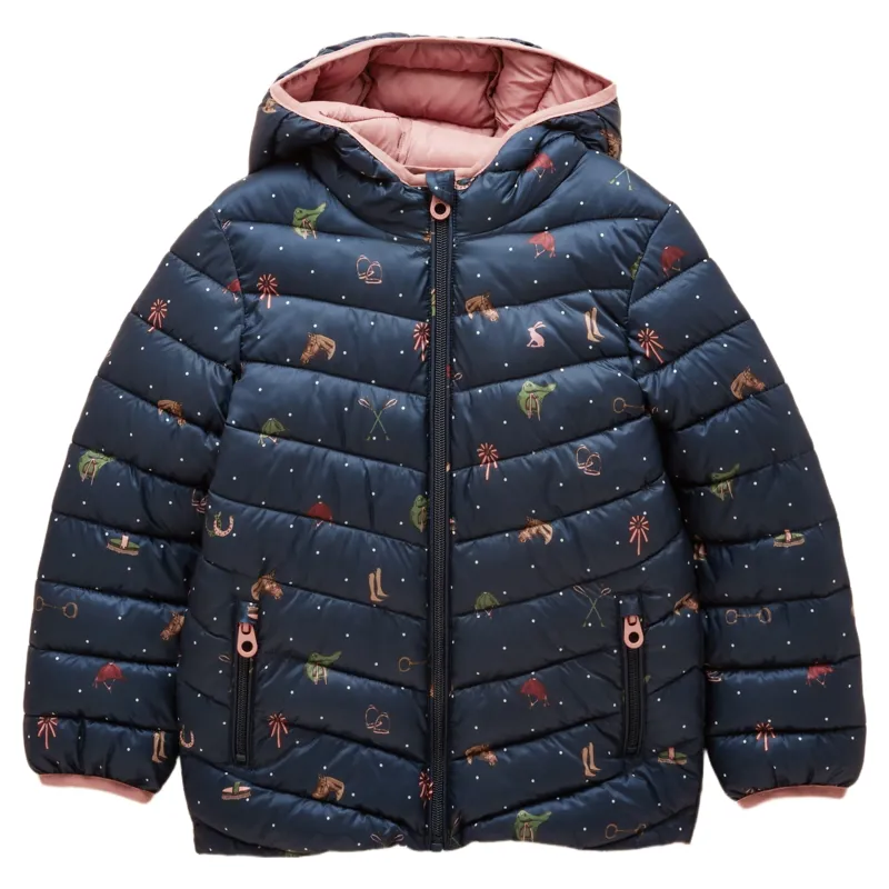 Joules Cairn Junior Showerproof Padded Coat - Navy Horse