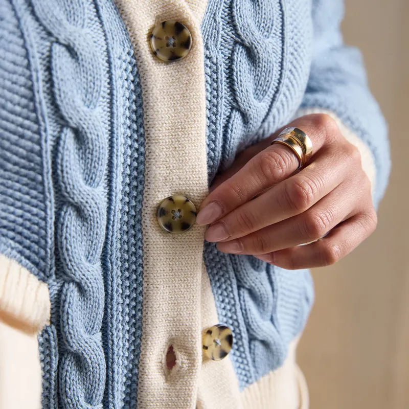 Joules Centre Court Womens Cotton Cable Knit Cardigan - Blue-7