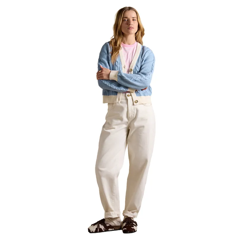 Joules Centre Court Womens Cotton Cable Knit Cardigan - Blue-4