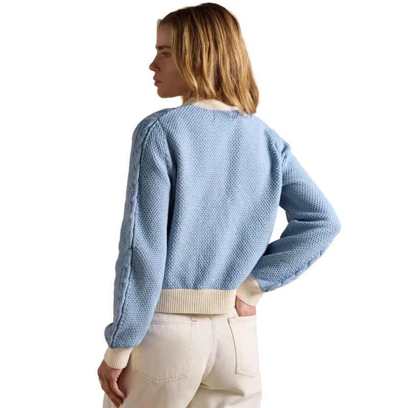 Joules Centre Court Womens Cotton Cable Knit Cardigan - Blue-1