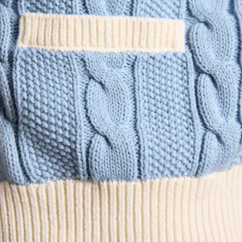 Joules Centre Court Womens Cotton Cable Knit Cardigan - Blue-6