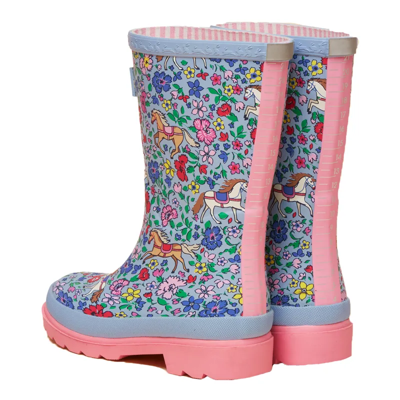 Joules Printed Junior Wellies - Blue Horse-2