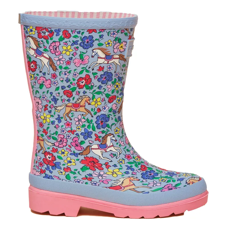 Joules Printed Junior Wellies - Blue Horse-1