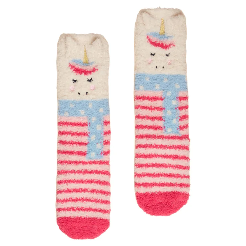 Joules Junior Fluffy Socks - Unicorn/Pink
