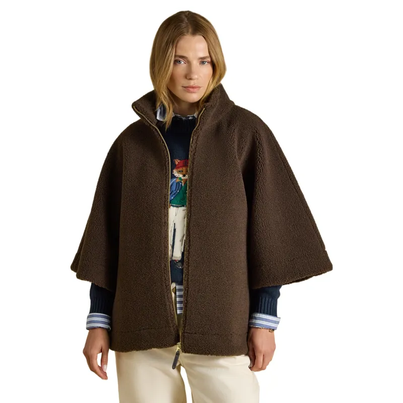 Joules Chunky Fleece Womens Cape - Chocolate Brown