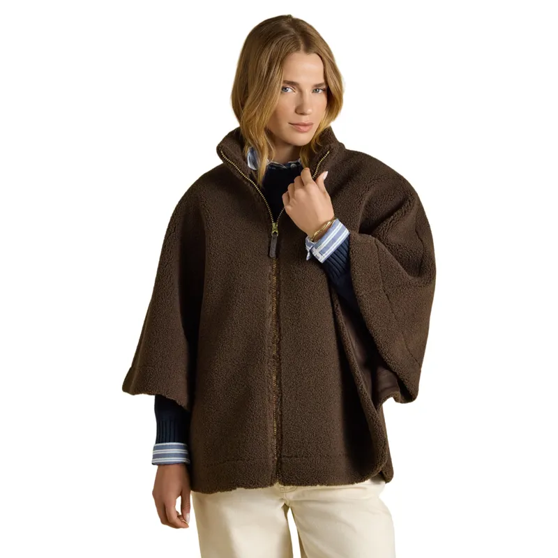 Joules Chunky Fleece Womens Cape - Chocolate Brown-2