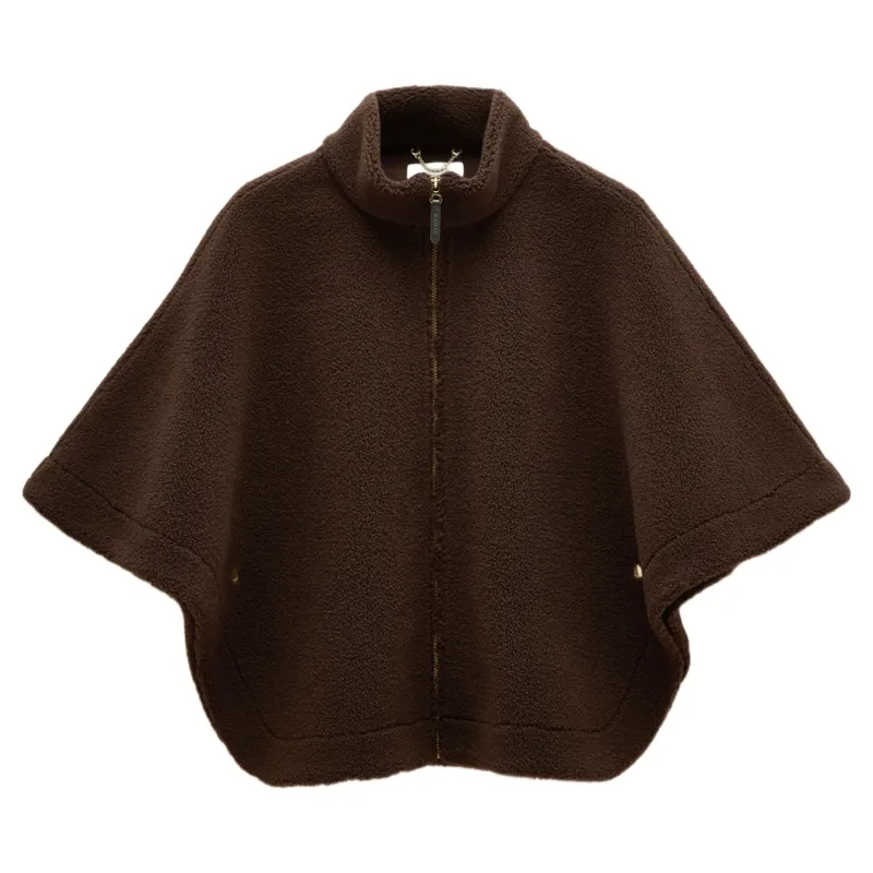 Joules Chunky Fleece Womens Cape - Chocolate Brown-3
