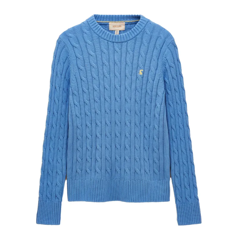 Joules Classic Cable Cotton Womens Crew Neck Jumper - Blue-1