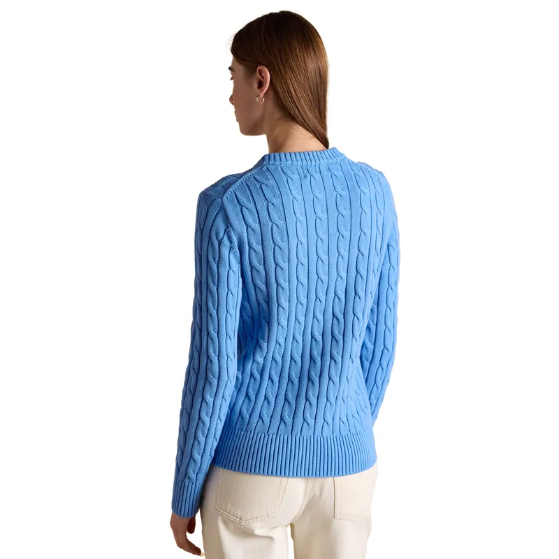Joules Classic Cable Cotton Womens Crew Neck Jumper - Blue-2