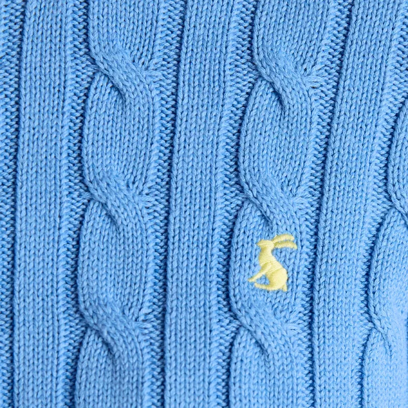 Joules Classic Cable Cotton Womens Crew Neck Jumper - Blue-6