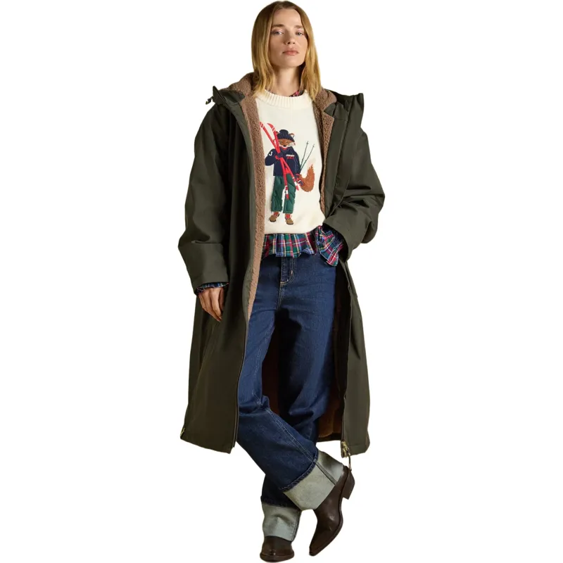Joules Coverall Oversized Womens Waterproof Coat - Green/Green-2