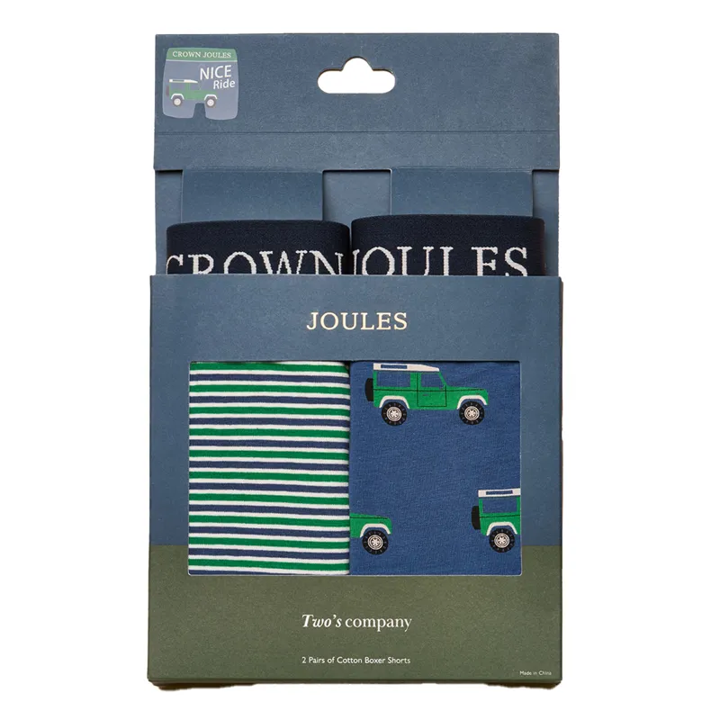 Joules Crown Mens Boxers 2 Pack - Green/Blue-1