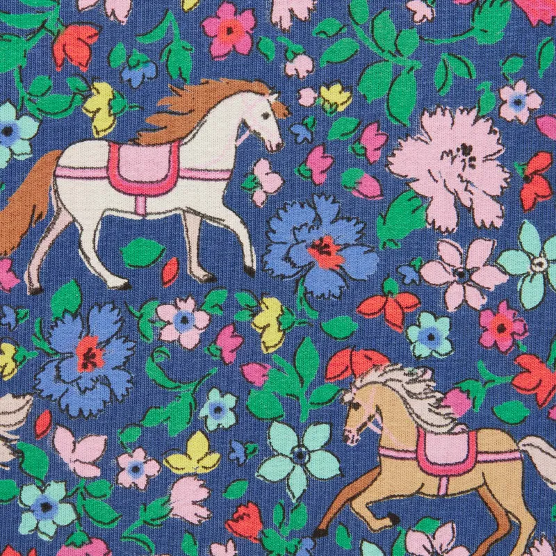 Joules DeeDee Junior Girls Jersey Leggings - Navy/Ditsy Horse-1