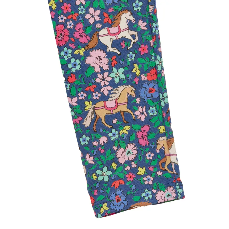 Joules DeeDee Junior Girls Jersey Leggings - Navy/Ditsy Horse-2