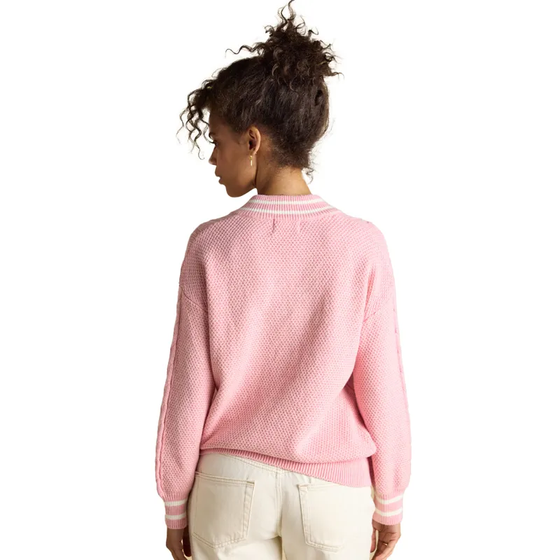 Joules Dibly Womens Cotton Cable Knit Cricket Jumper - Pink-1