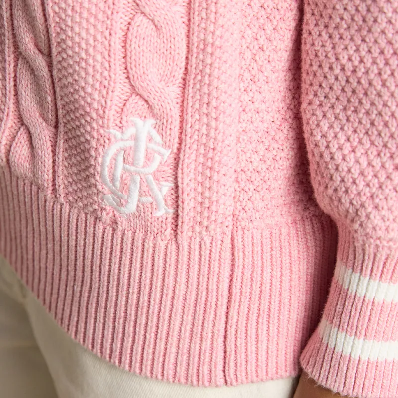 Joules Dibly Womens Cotton Cable Knit Cricket Jumper - Pink-6