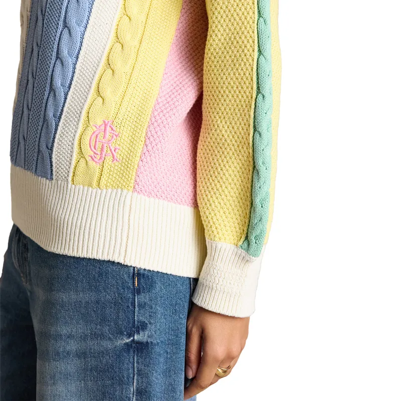 Joules Dibly Womens Cotton Cable Knit Cricket Jumper - Multi Stripe-4
