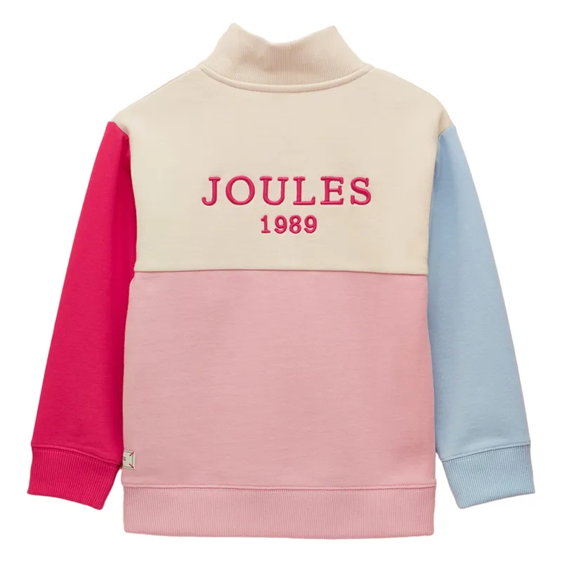 Joules Elliot Junior Girls 1/4 Zip Sweatshirt - Pink Colourblock-1