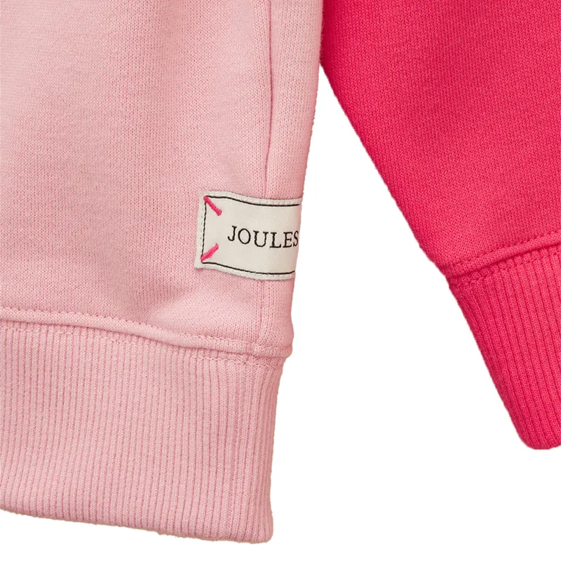 Joules Elliot Junior Girls 1/4 Zip Sweatshirt - Pink Colourblock-2