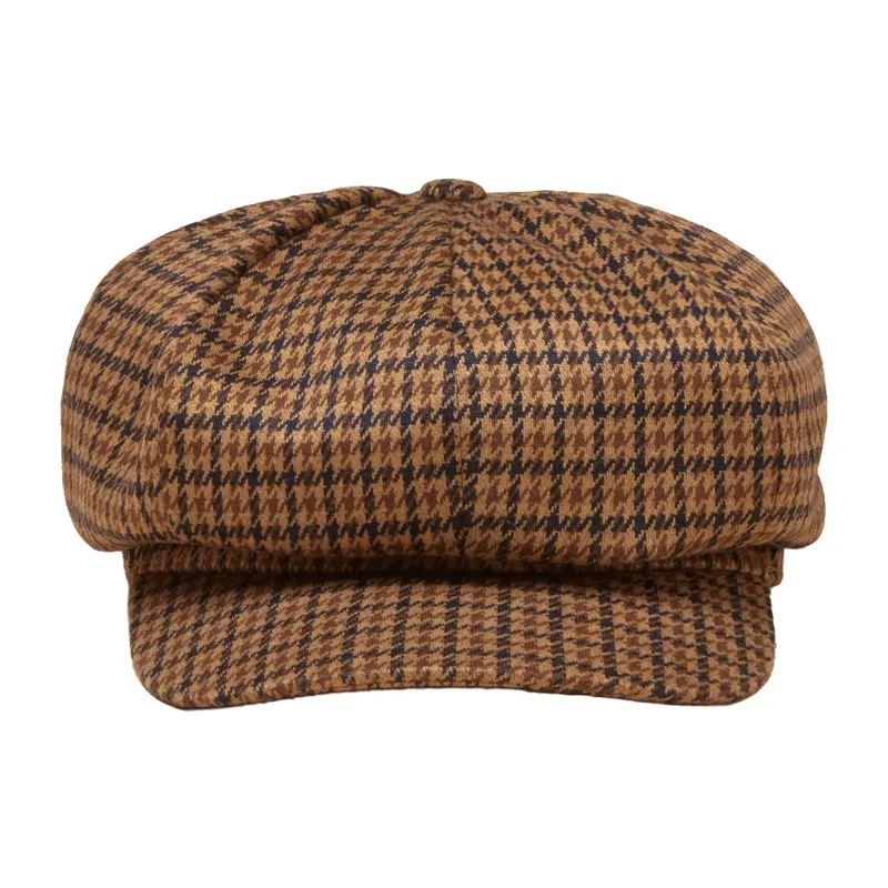 Joules Elvaston Womens Baker Boy Hat - Natural Houndstooth-1