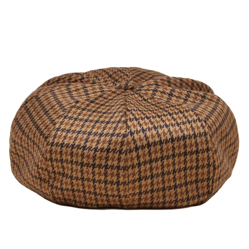Joules Elvaston Womens Baker Boy Hat - Natural Houndstooth-3