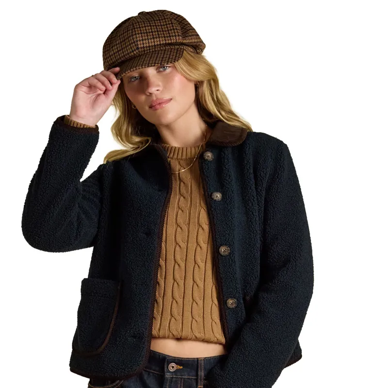 Joules Elvaston Womens Baker Boy Hat - Natural Houndstooth-2