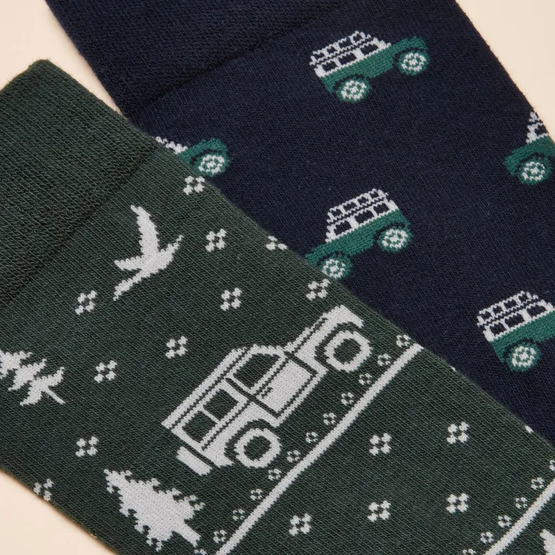 Joules Kinsbury Mens Socks 2 Pack - Green/Navy/4X4-2