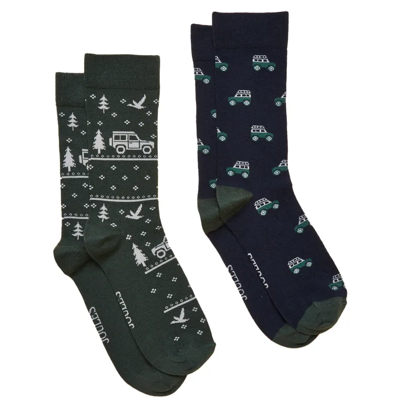 Joules Kinsbury Mens Socks 2 Pack - Green/Navy/4X4