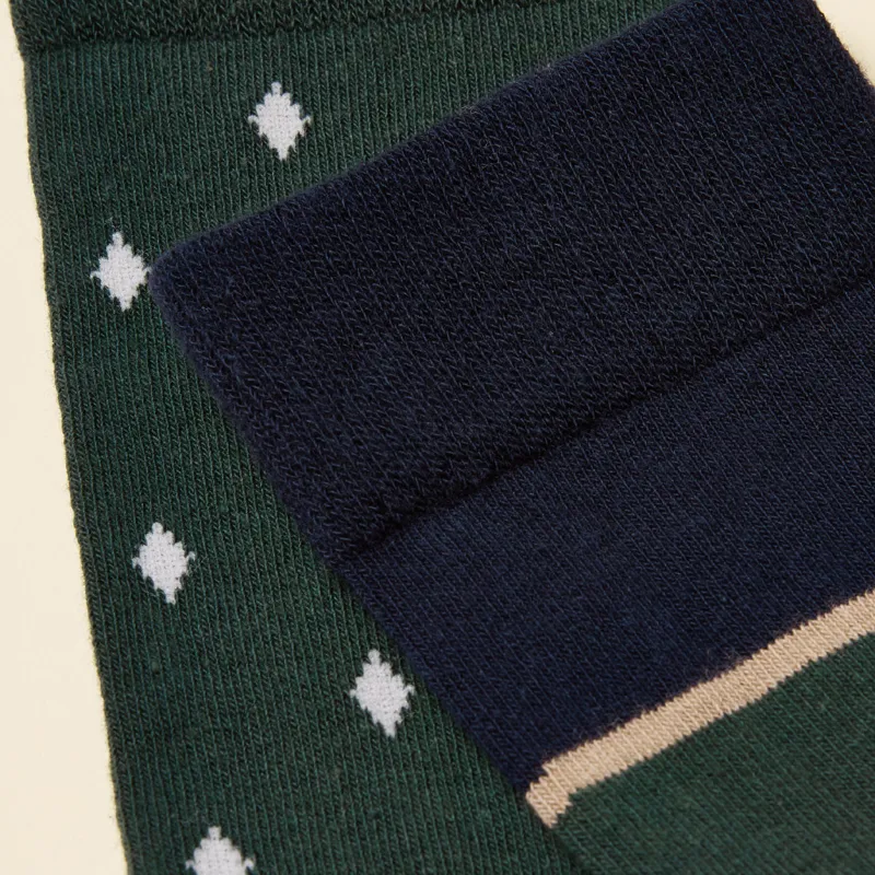 Joules Kinsbury Mens Socks 2 Pack - Multi Stripe Green-2