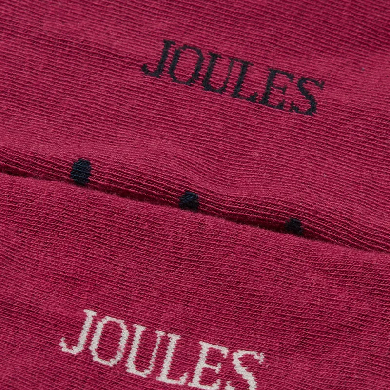 Joules Womens Everyday Socks 2 Pack - Berry Pink/Woodland-2