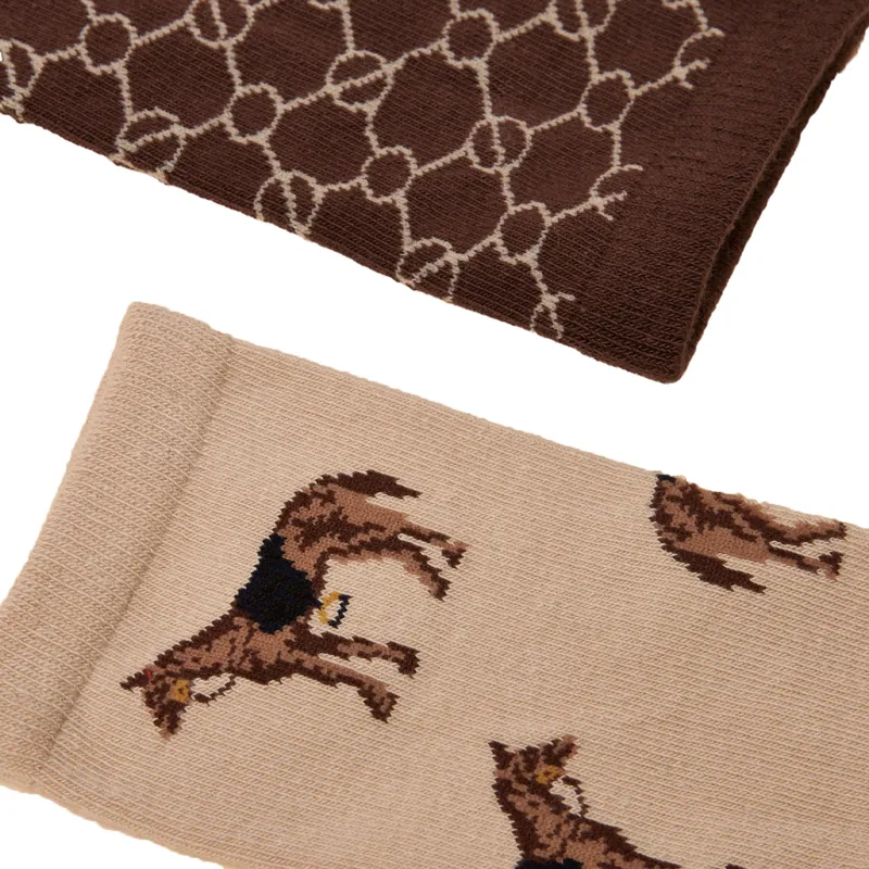 Joules Womens Everyday Socks 2 Pack - Brown/Cream-2