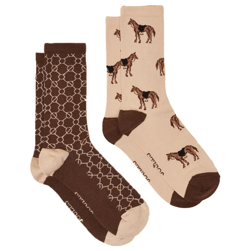 Joules Womens Everyday Socks 2 Pack - Brown/Cream