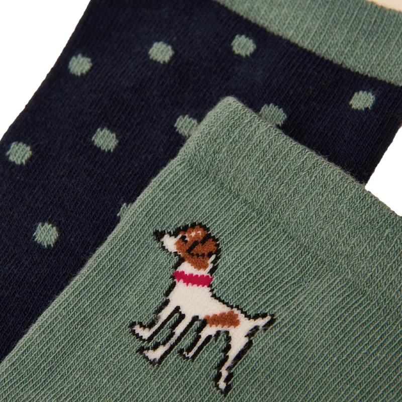 Joules Womens Everyday Socks 2 Pack - Green/Blue-1