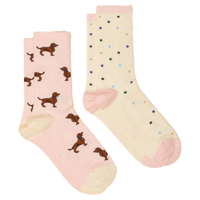 Joules Womens Everyday Socks 2 Pack - Pink/Blue